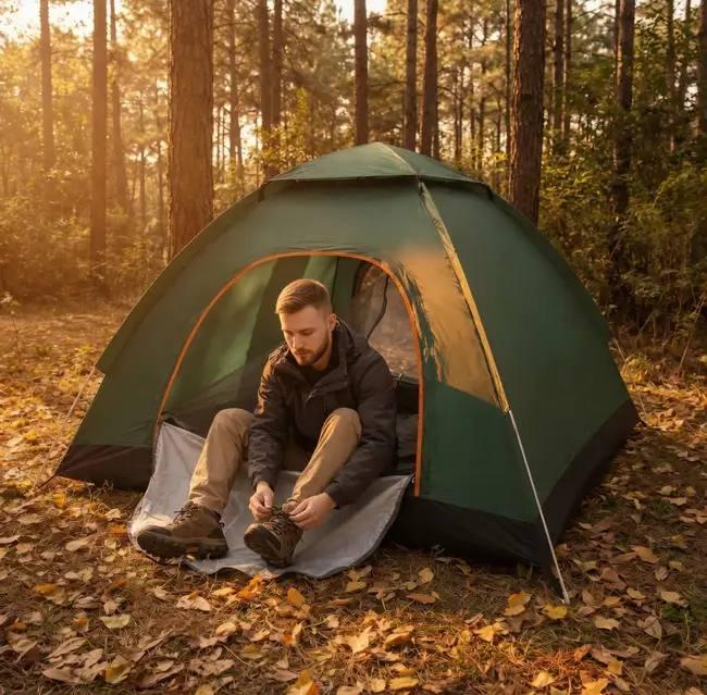 Tourist tent 3-4 person 200×200×130 cm khaki