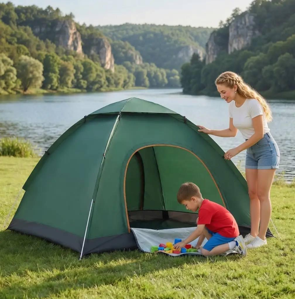 Tourist tent 3-4 person 200×200×130 cm khaki