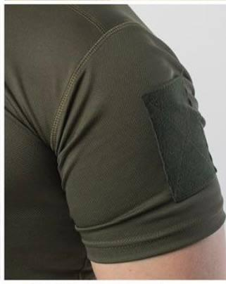 Tactical moisture-wicking coolmax t-shirt Olive with velcro patches on shoulders