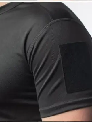 Тактична вологовідвідна футболка coolmax Чорна з липучками на плечах