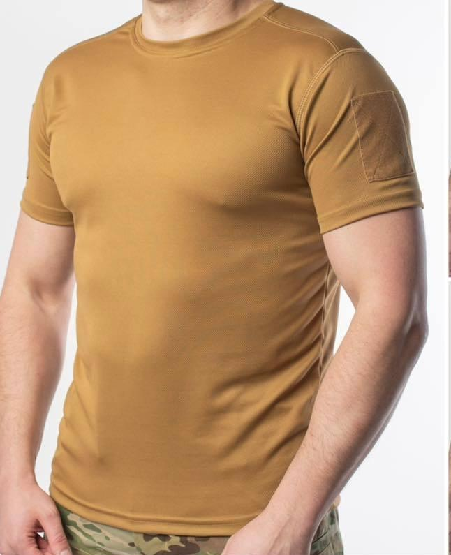 Tactical moisture-wicking coolmax t-shirt Coyote with velcro on shoulders
