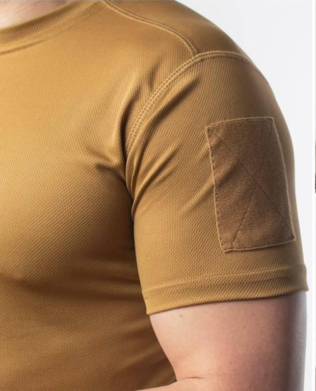 Tactical moisture-wicking coolmax t-shirt Coyote with velcro on shoulders