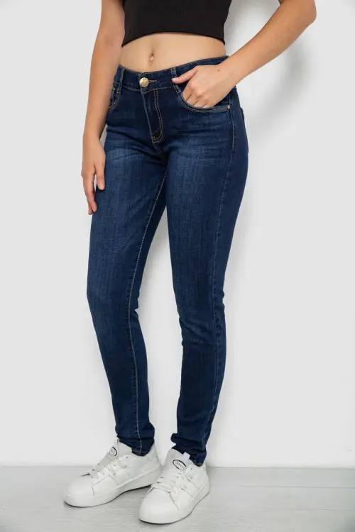 Женские джинсы однотонные Skinny, цвет синий, 244RMU756