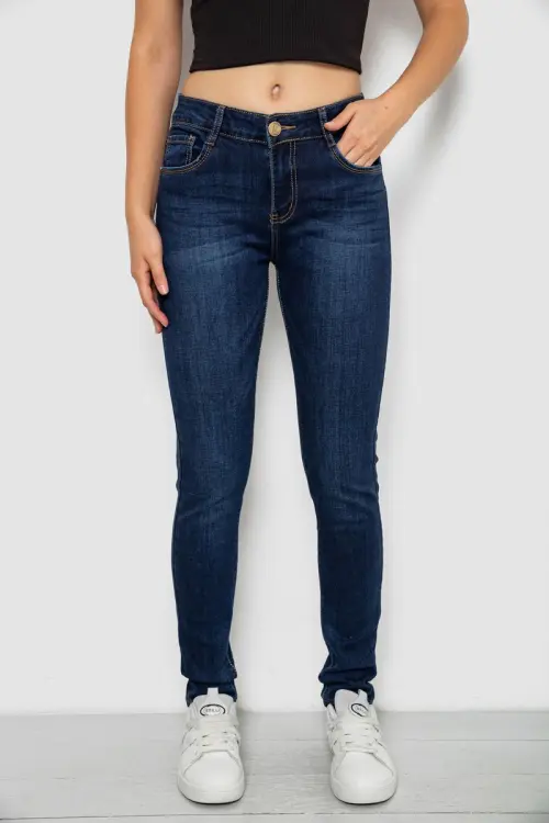 Женские джинсы однотонные Skinny, цвет синий, 244RMU756