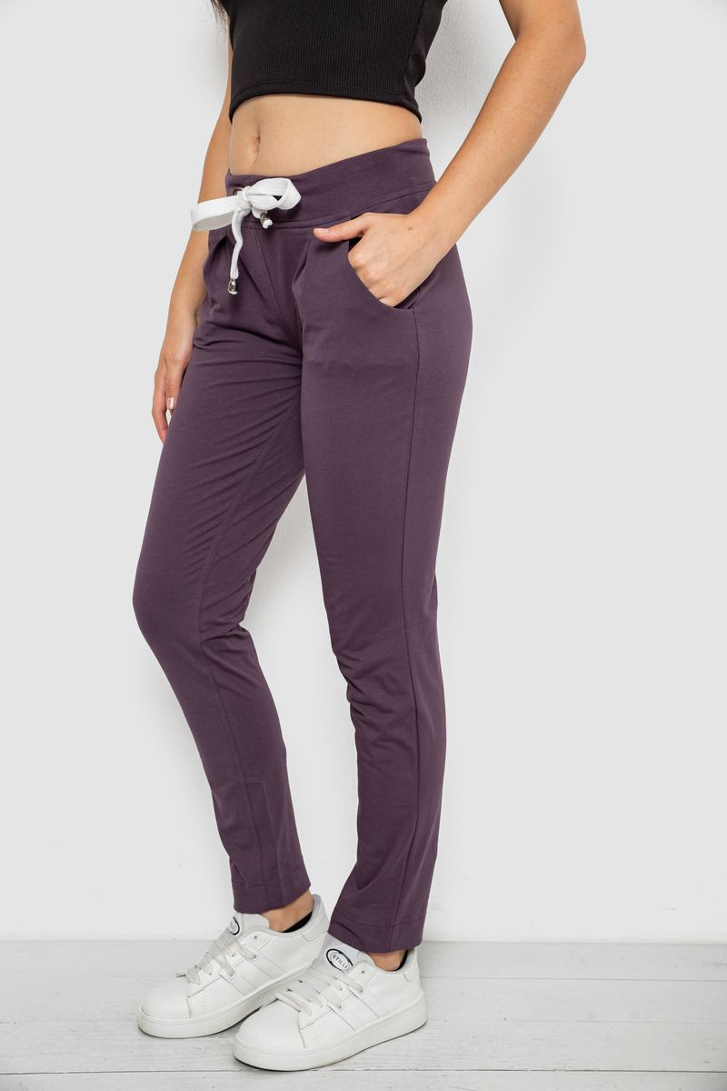 Women's sports pants, dark plum color, 244R1807-1