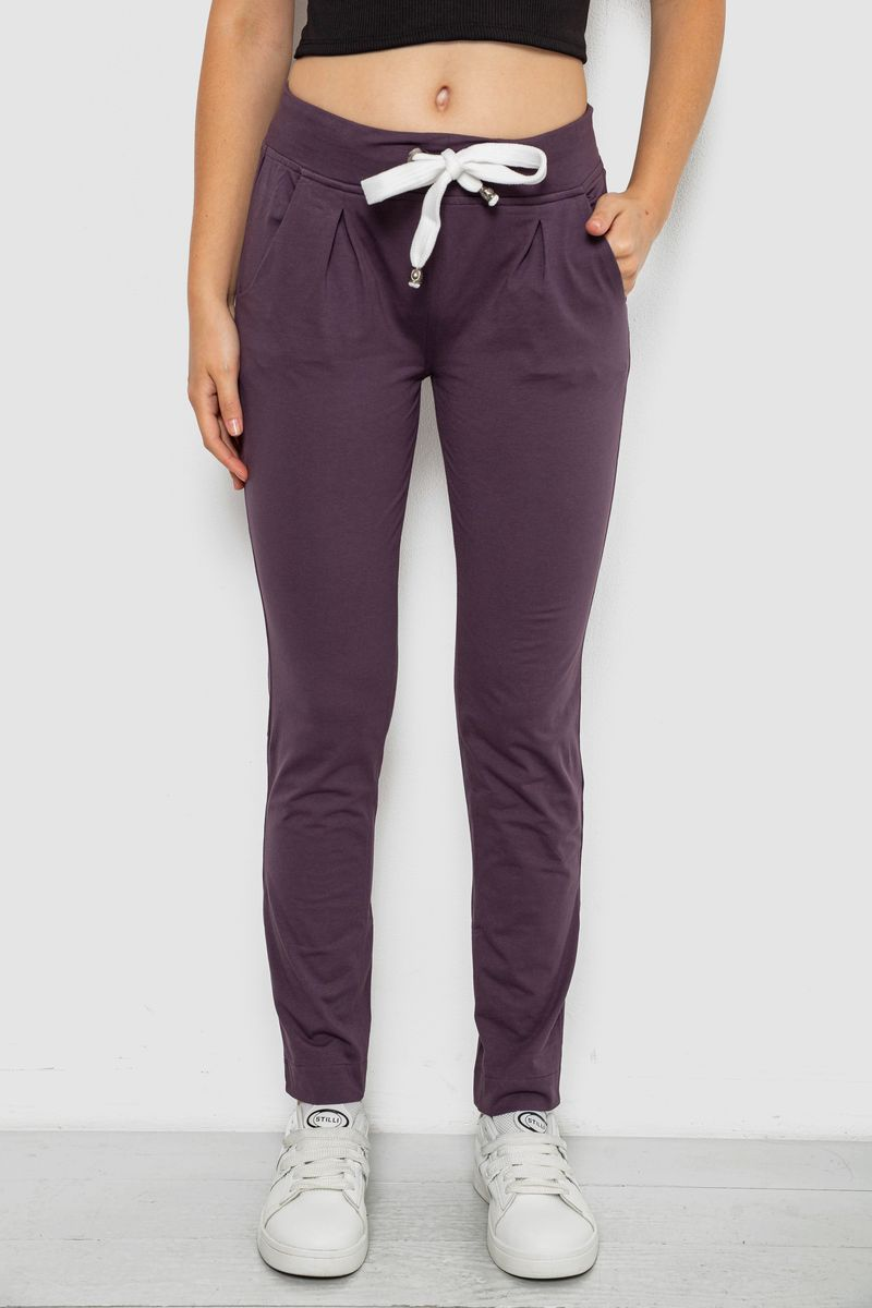 Women's sports pants, dark plum color, 244R1807-1