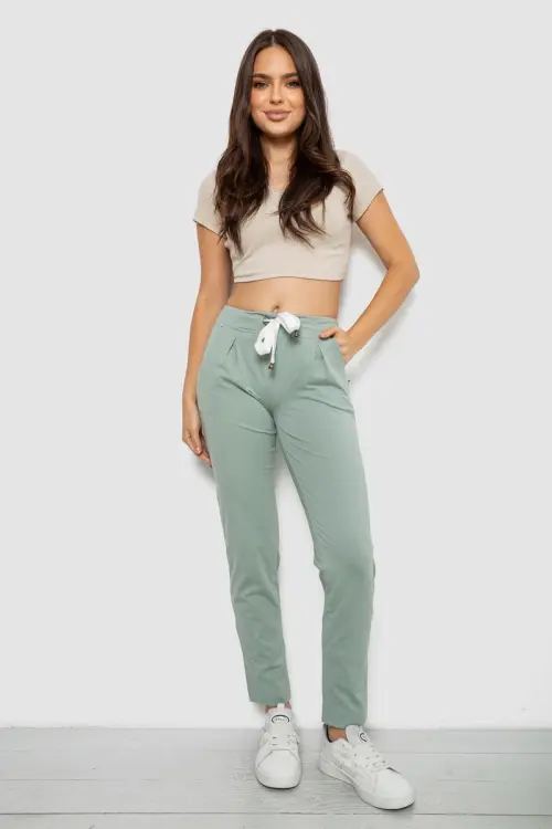 Women's sports pants, olive color, 244R1807-1