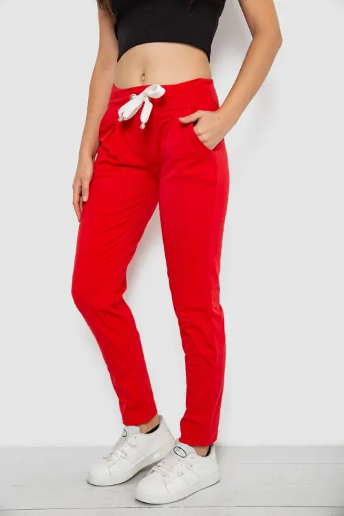 Women's sports pants, red color, 244R1807-1