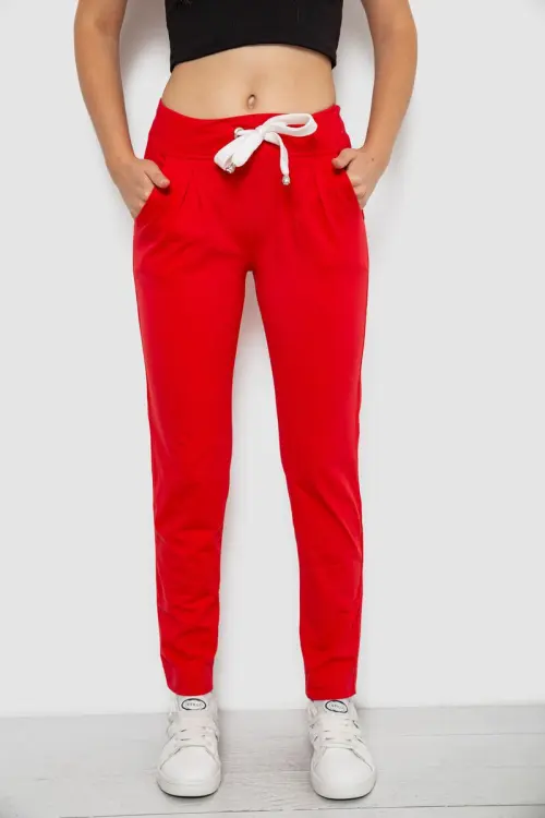 Women's sports pants, red color, 244R1807-1