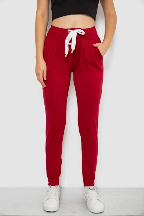 Women's sports pants, burgundy color, 244R1807-1