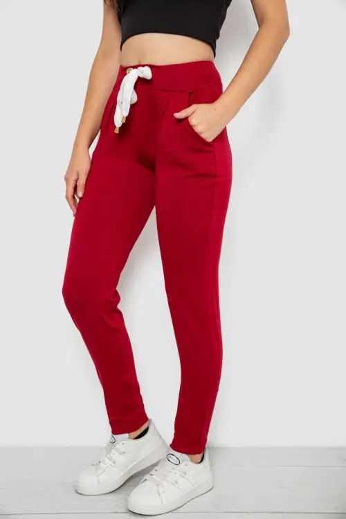 Women's sports pants, burgundy color, 244R1807-1