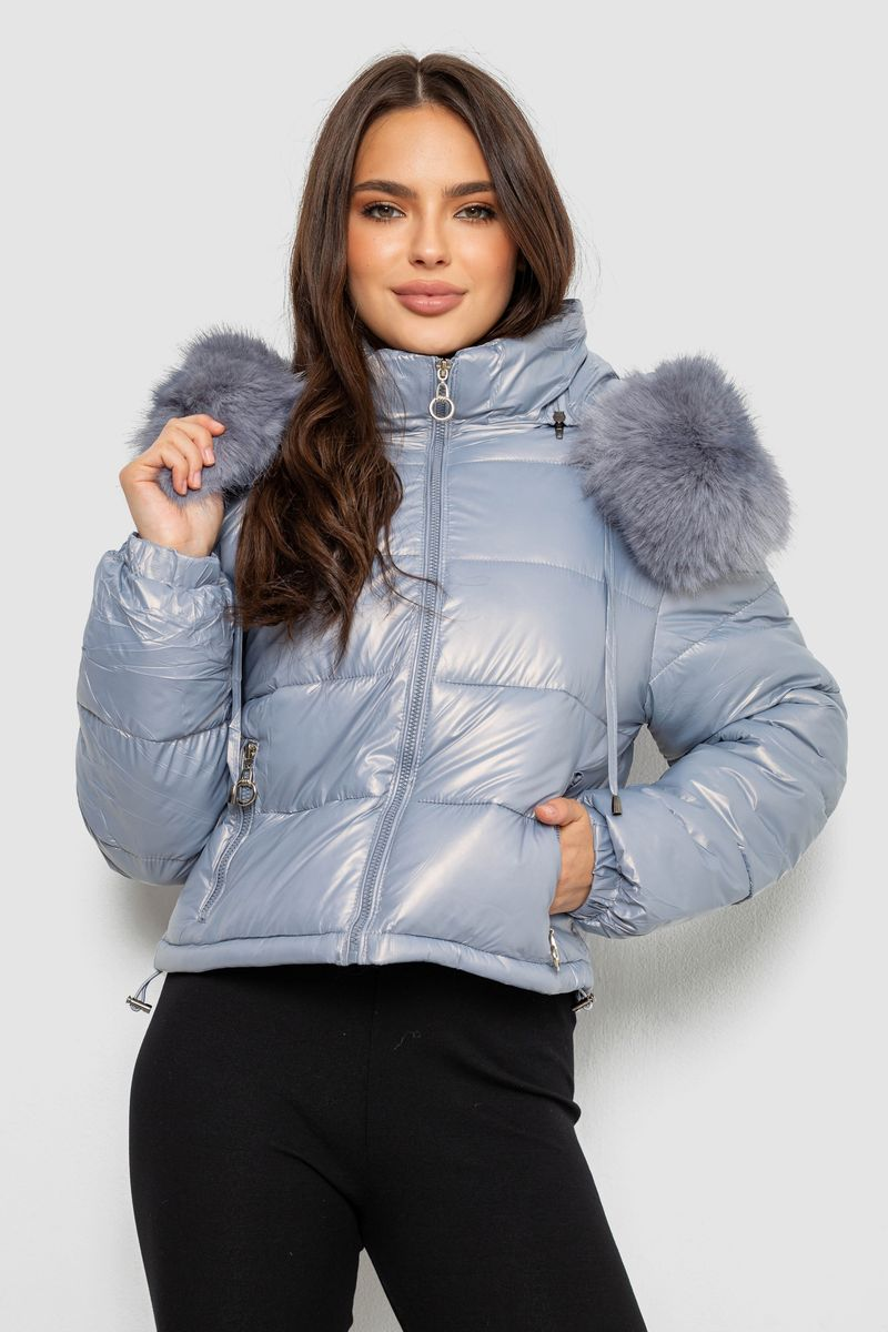 Куртка женская демисезонная короткая, цвет голубой, 244R23-9