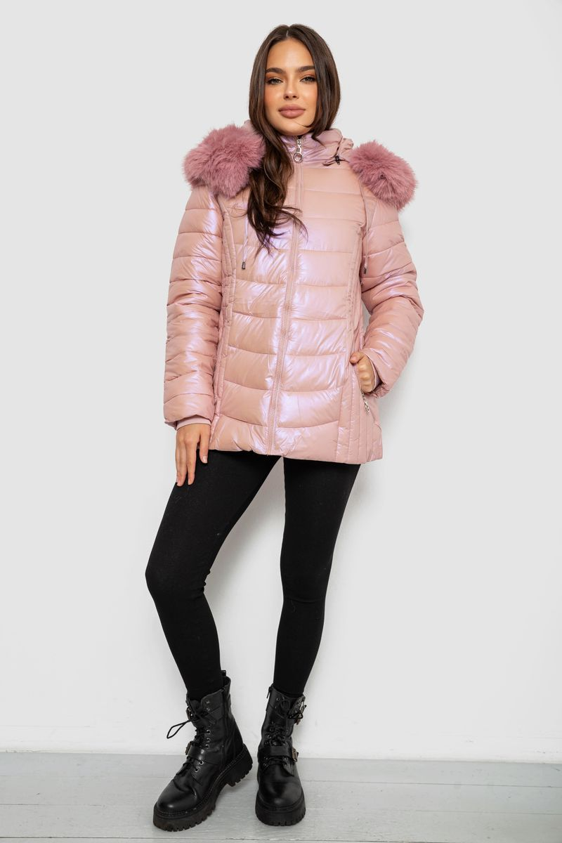 Women's short winter jacket, pink color, 244R23-711