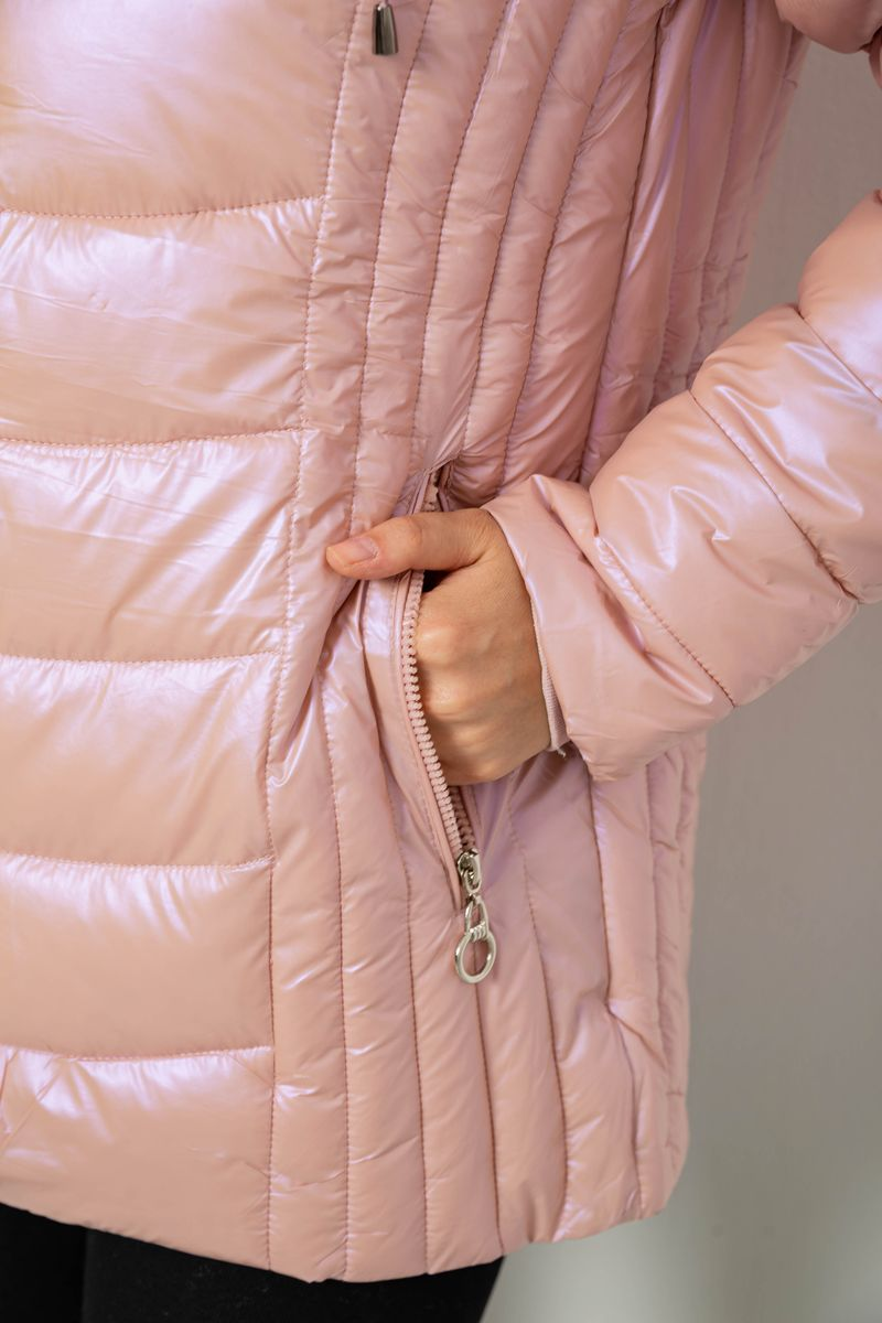 Women's short winter jacket, pink color, 244R23-711
