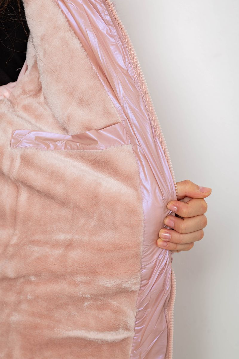 Women's short winter jacket, pink color, 244R23-711