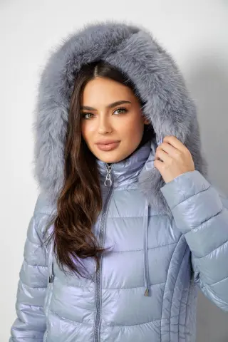 Куртка жіноча зимова коротка, колір блакитний, 244R23-711
