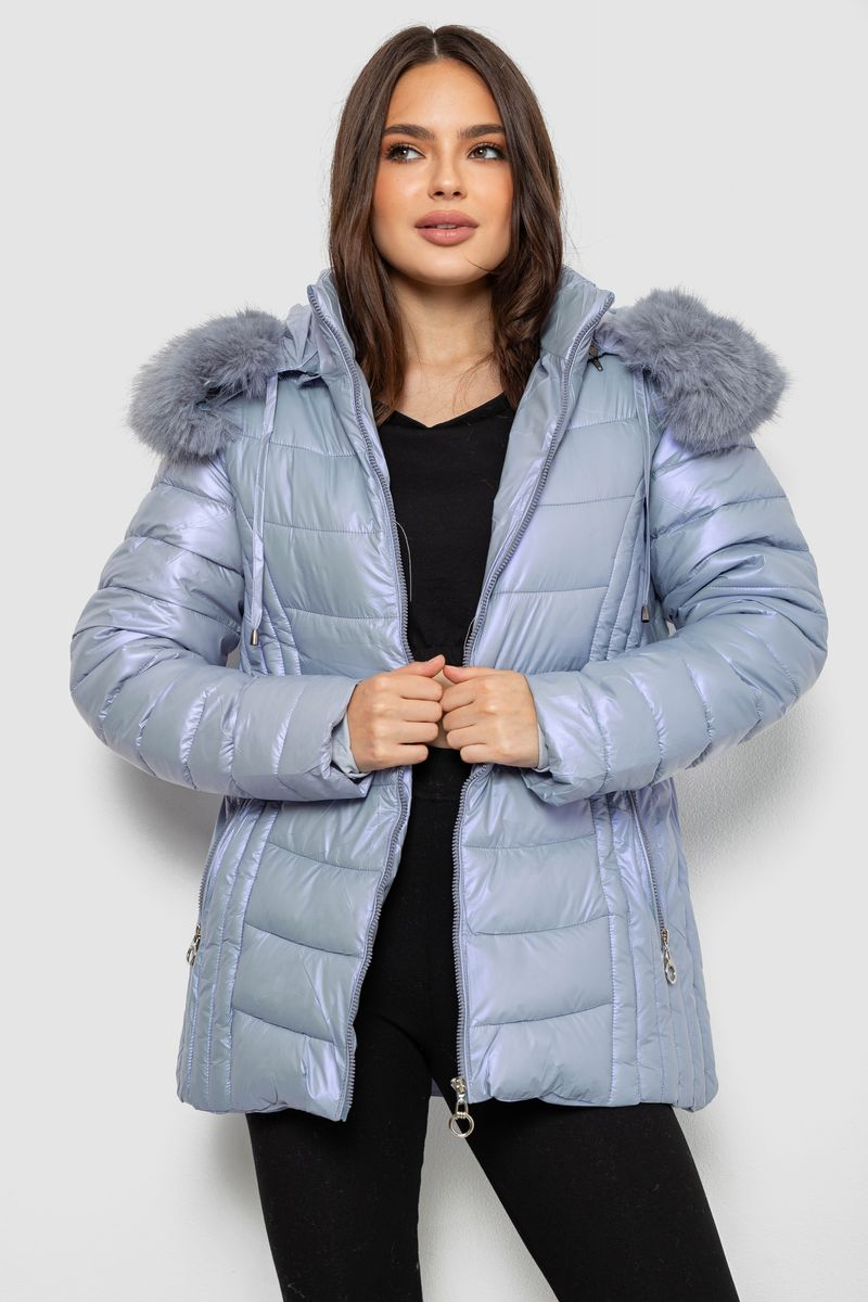 Куртка жіноча зимова коротка, колір блакитний, 244R23-711