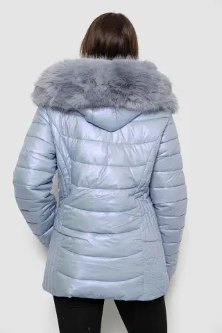 Куртка жіноча зимова коротка, колір блакитний, 244R23-711