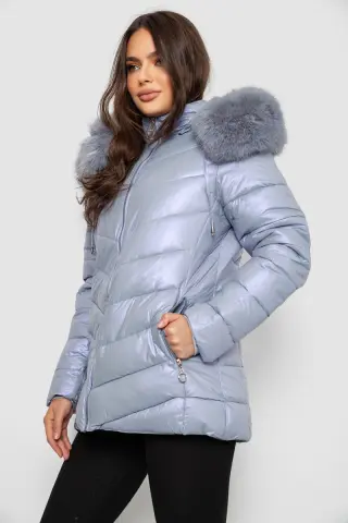 Куртка жіноча зимова коротка, колір блакитний, 244R23-611