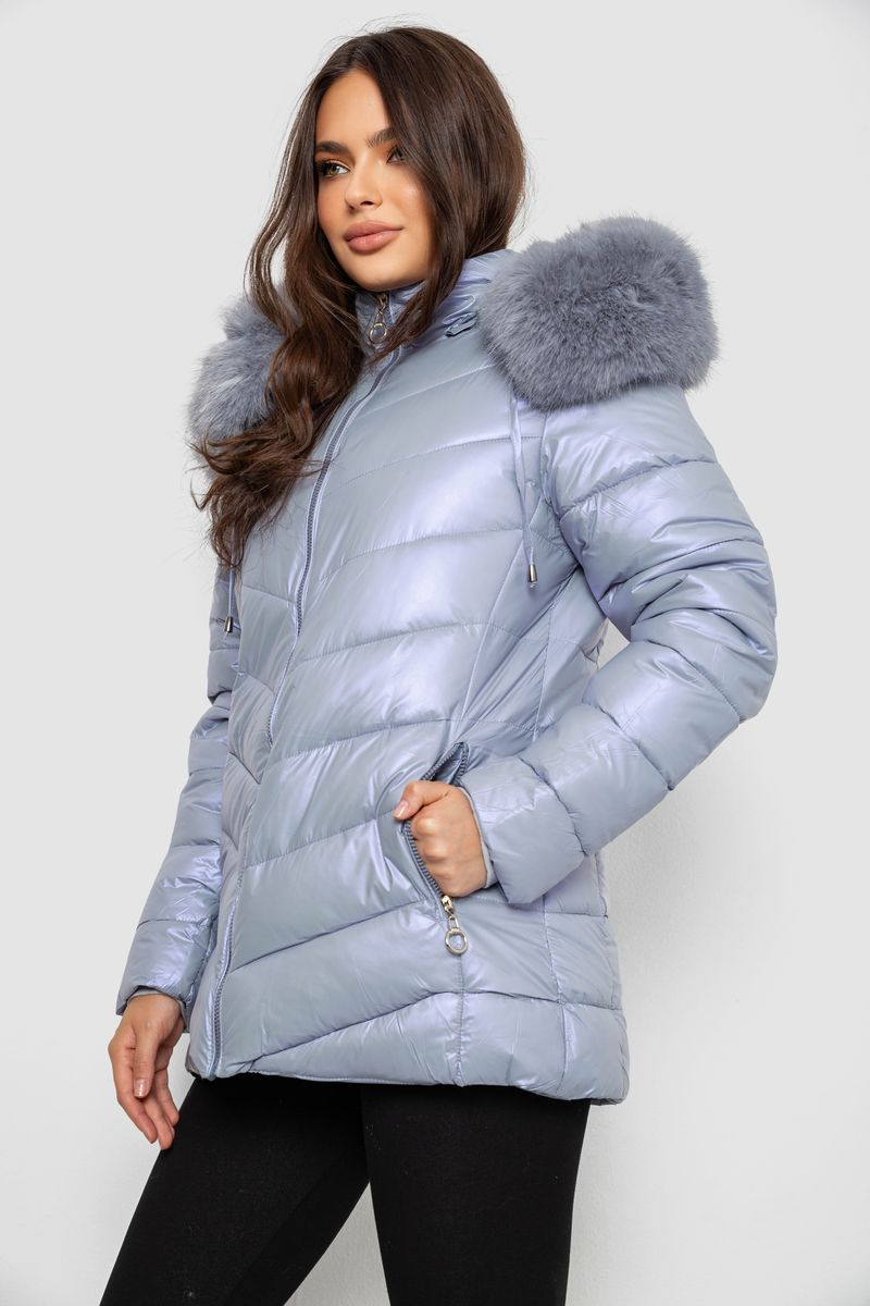 Куртка жіноча зимова коротка, колір блакитний, 244R23-611