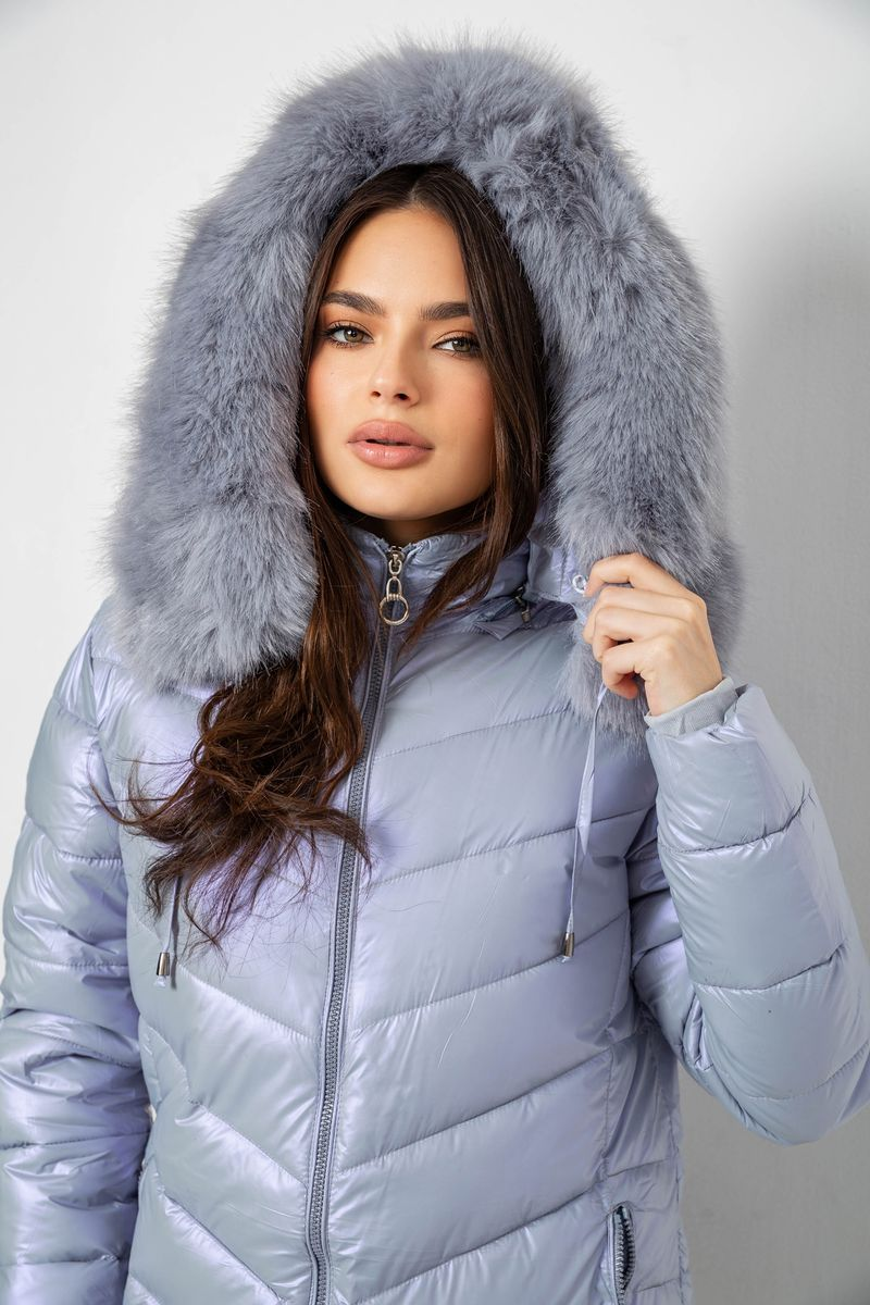 Куртка жіноча зимова коротка, колір блакитний, 244R23-611