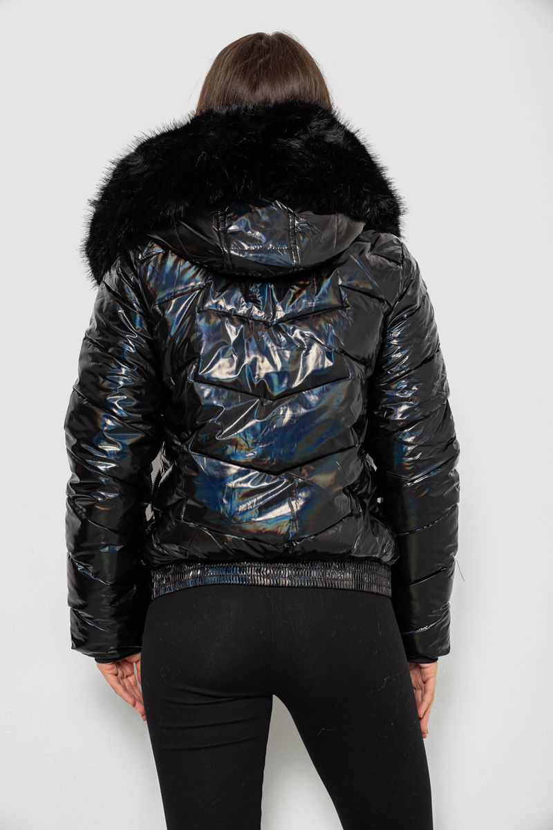 Women's short demi-season jacket, black color, 244R22-828