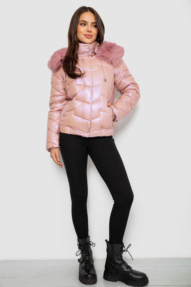 Women's short demi-season jacket, pink color, 244R22-828