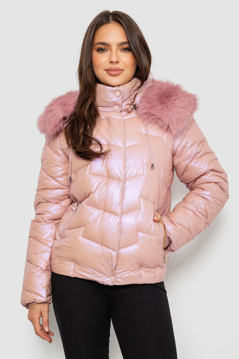 Women's short demi-season jacket, pink color, 244R22-828
