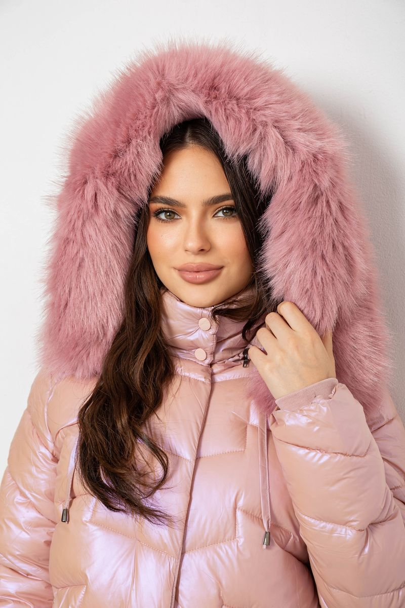 Women's short demi-season jacket, pink color, 244R22-828