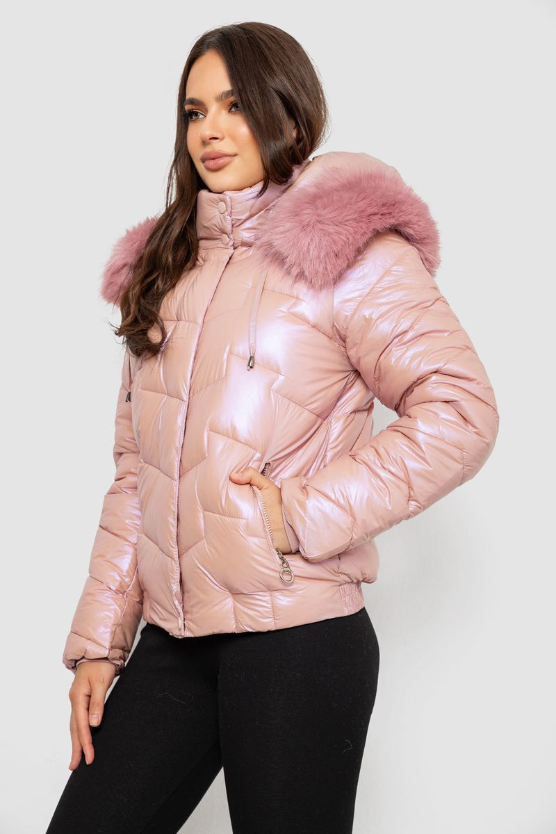 Women's short demi-season jacket, pink color, 244R22-828