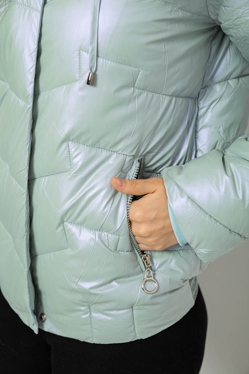 Women's short demi-season jacket, mint color, 244R22-828