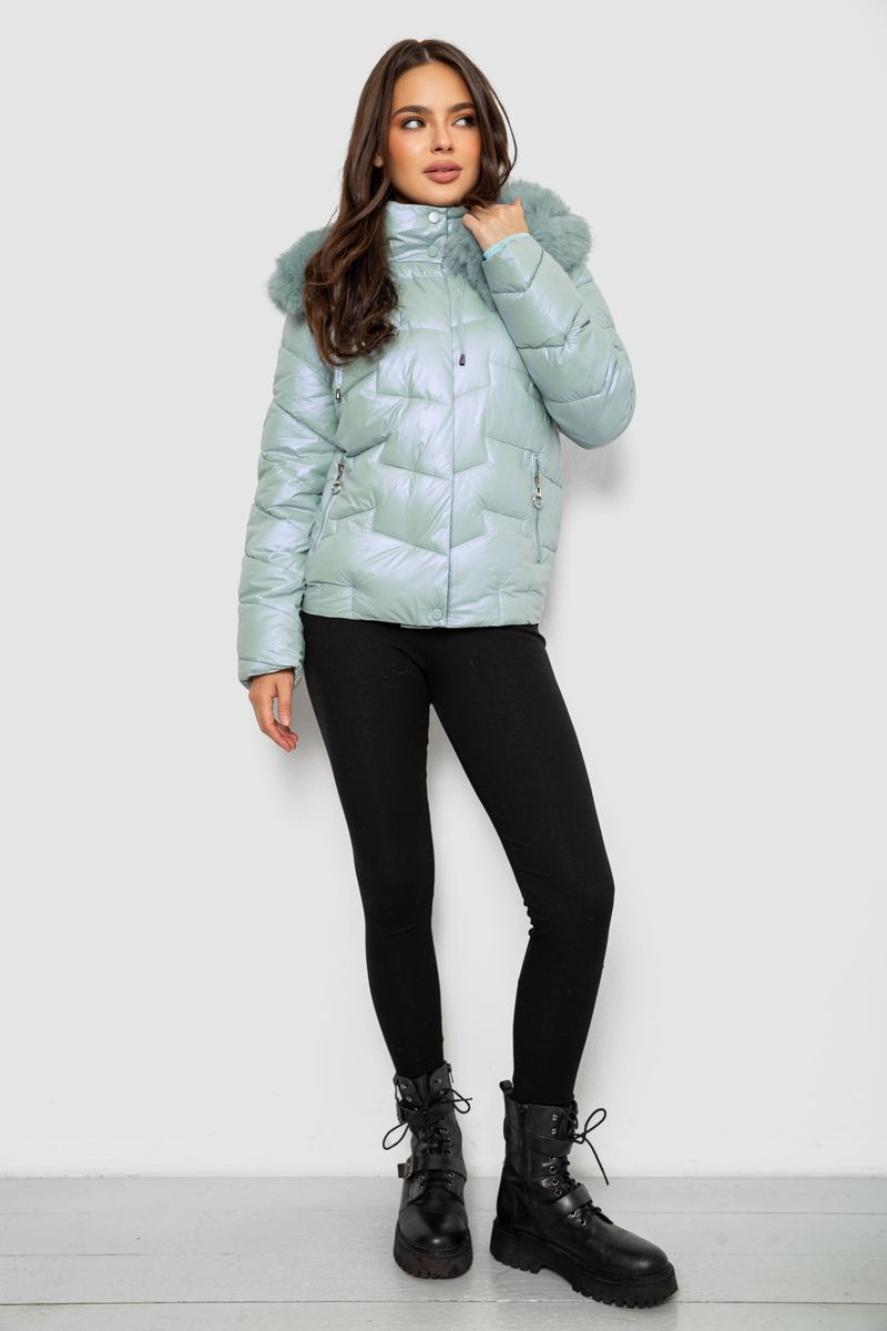 Women's short demi-season jacket, mint color, 244R22-828