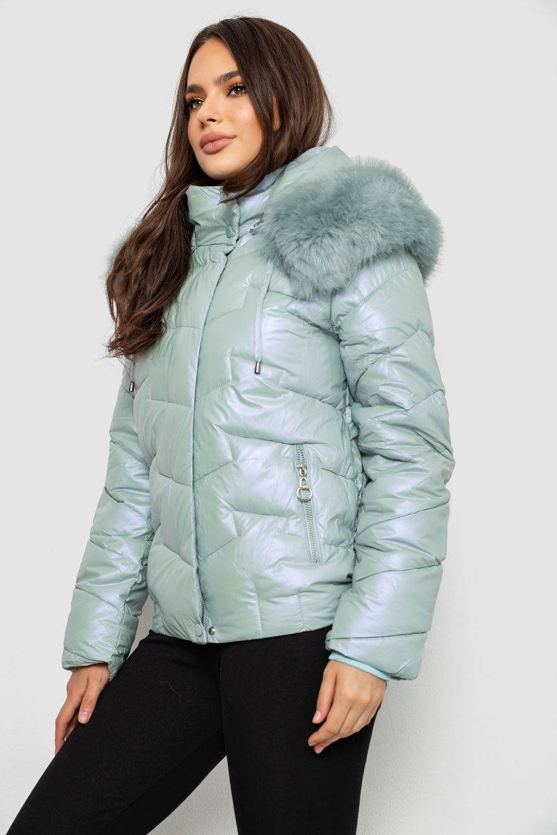 Women's short demi-season jacket, mint color, 244R22-828