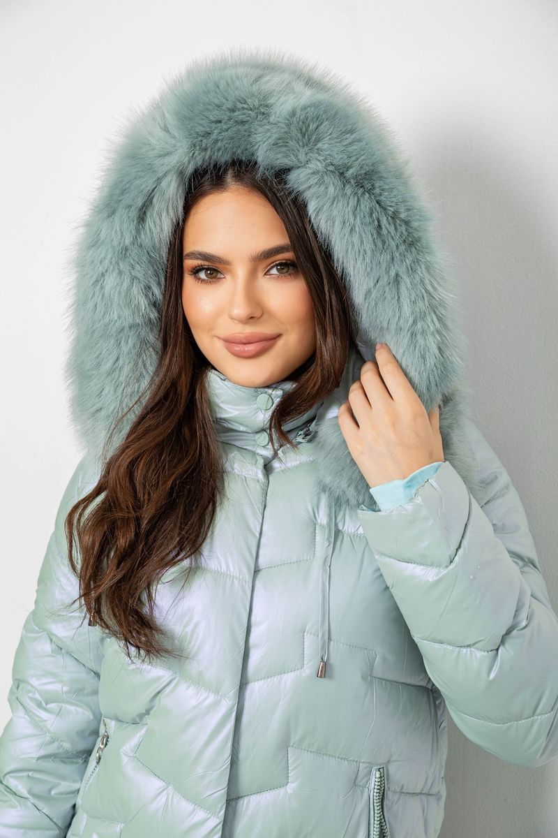 Women's short demi-season jacket, mint color, 244R22-828