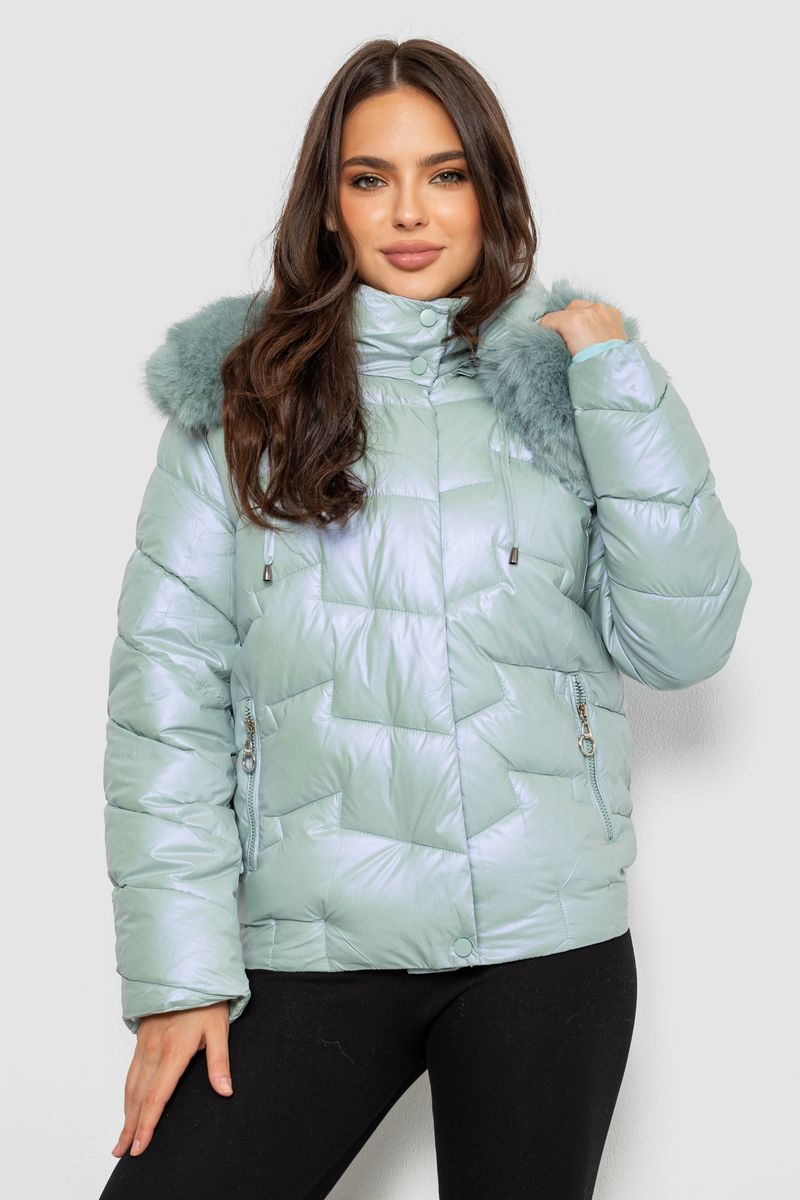 Women's short demi-season jacket, mint color, 244R22-828