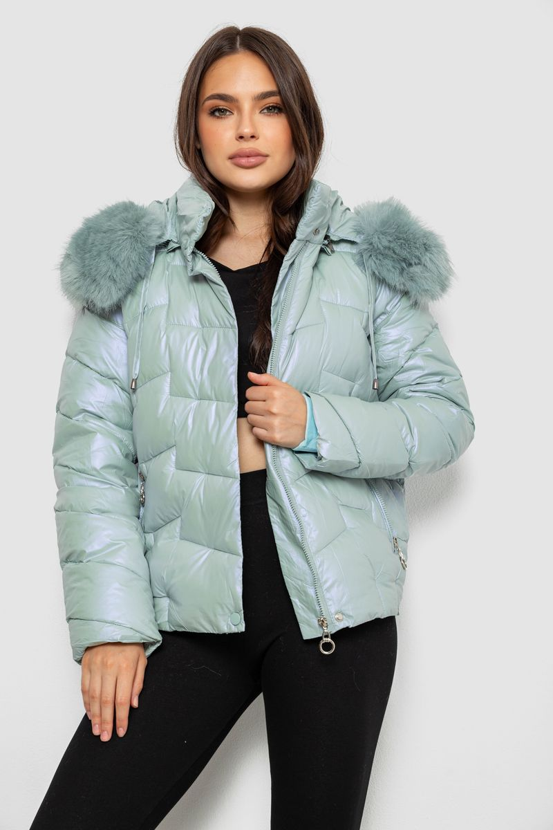 Women's short demi-season jacket, mint color, 244R22-828