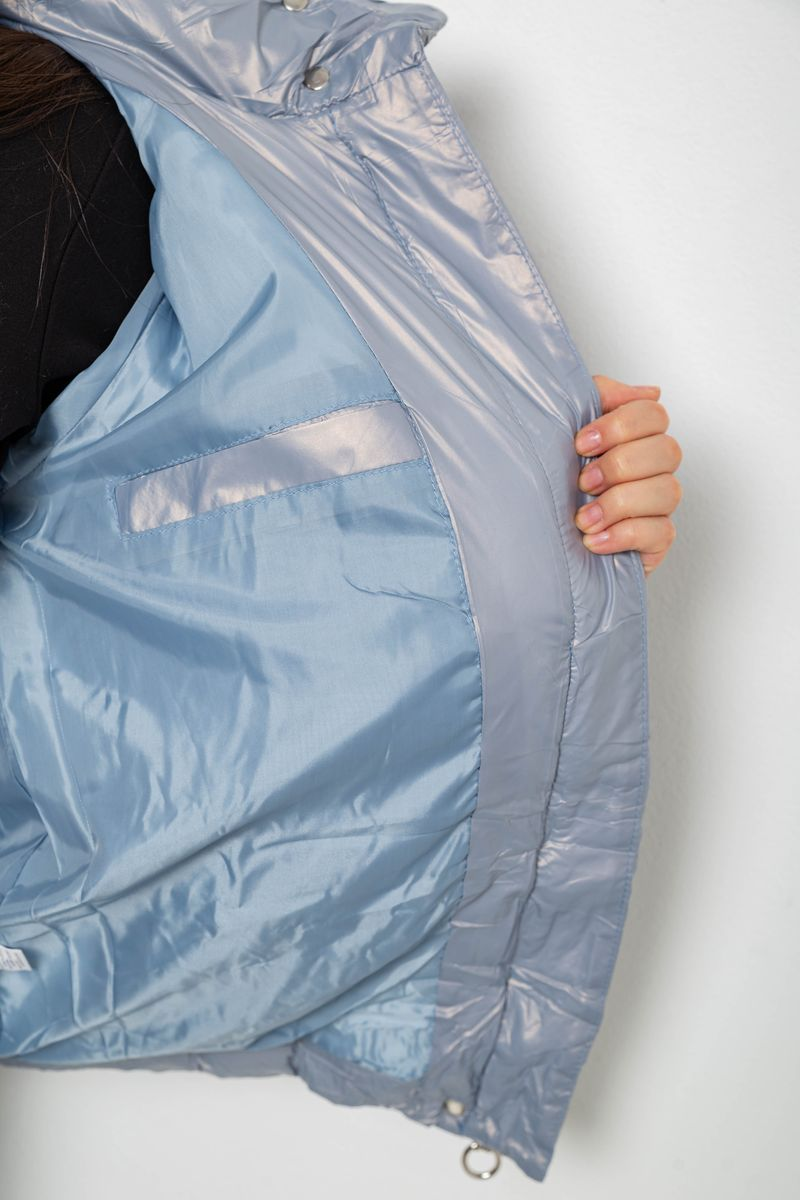 Women's short demi-season jacket, light blue color, 244R22-828
