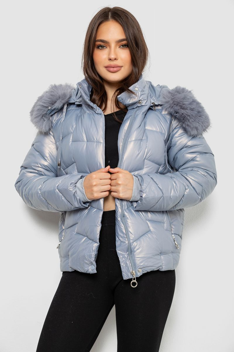 Women's short demi-season jacket, light blue color, 244R22-828