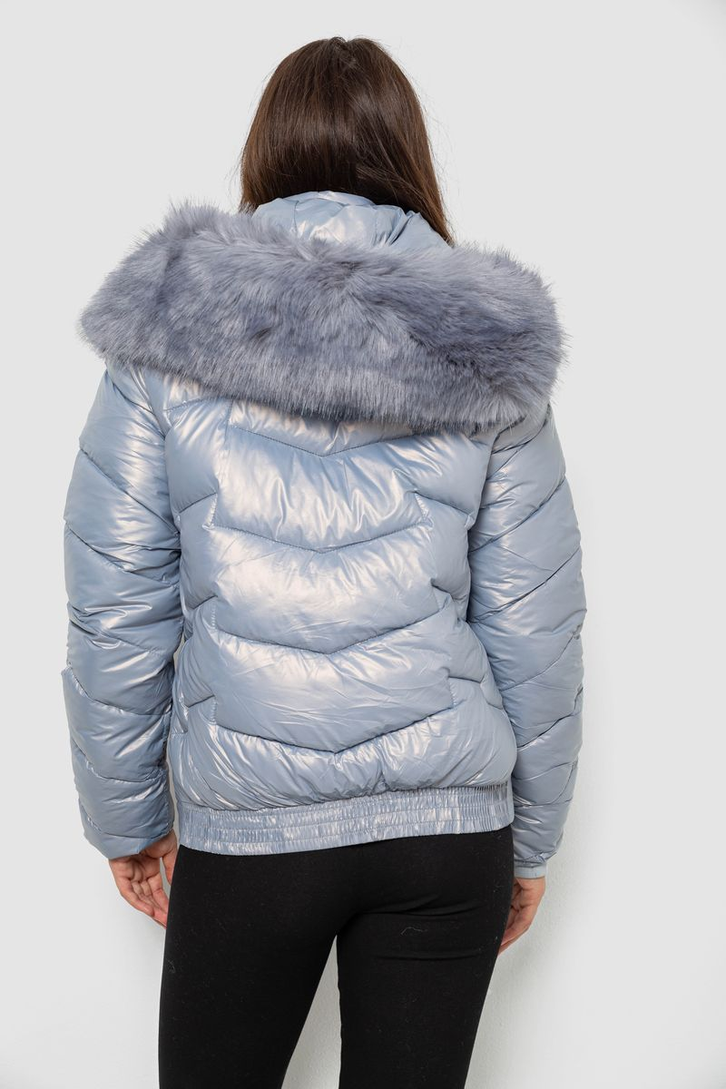 Women's short demi-season jacket, light blue color, 244R22-828