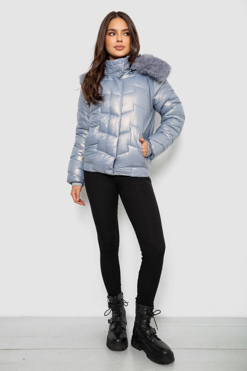 Women's short demi-season jacket, light blue color, 244R22-828