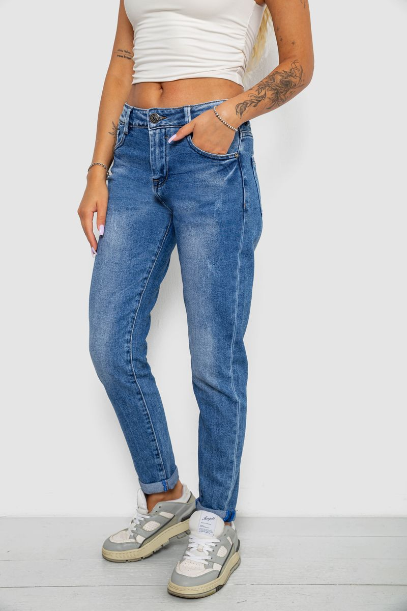 Джинси жіночі однотонні Straight fit, колір синій, 244RQ6169