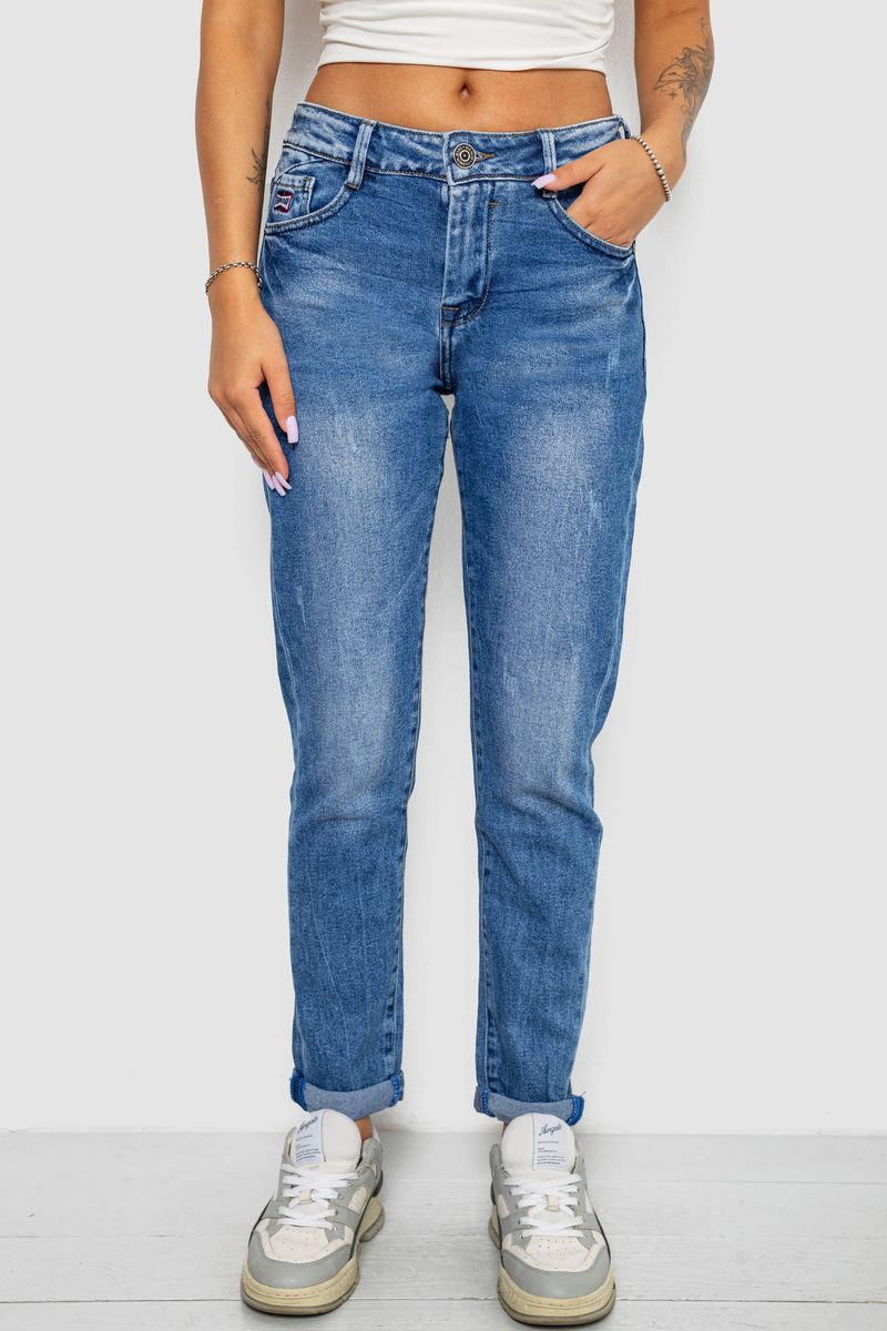 Джинси жіночі однотонні Straight fit, колір синій, 244RQ6169