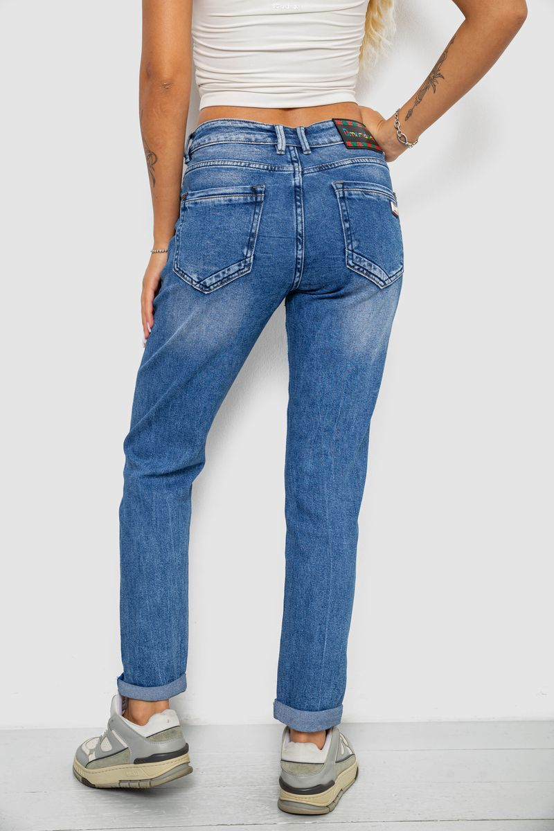 Джинси жіночі однотонні Straight fit, колір синій, 244RQ6169