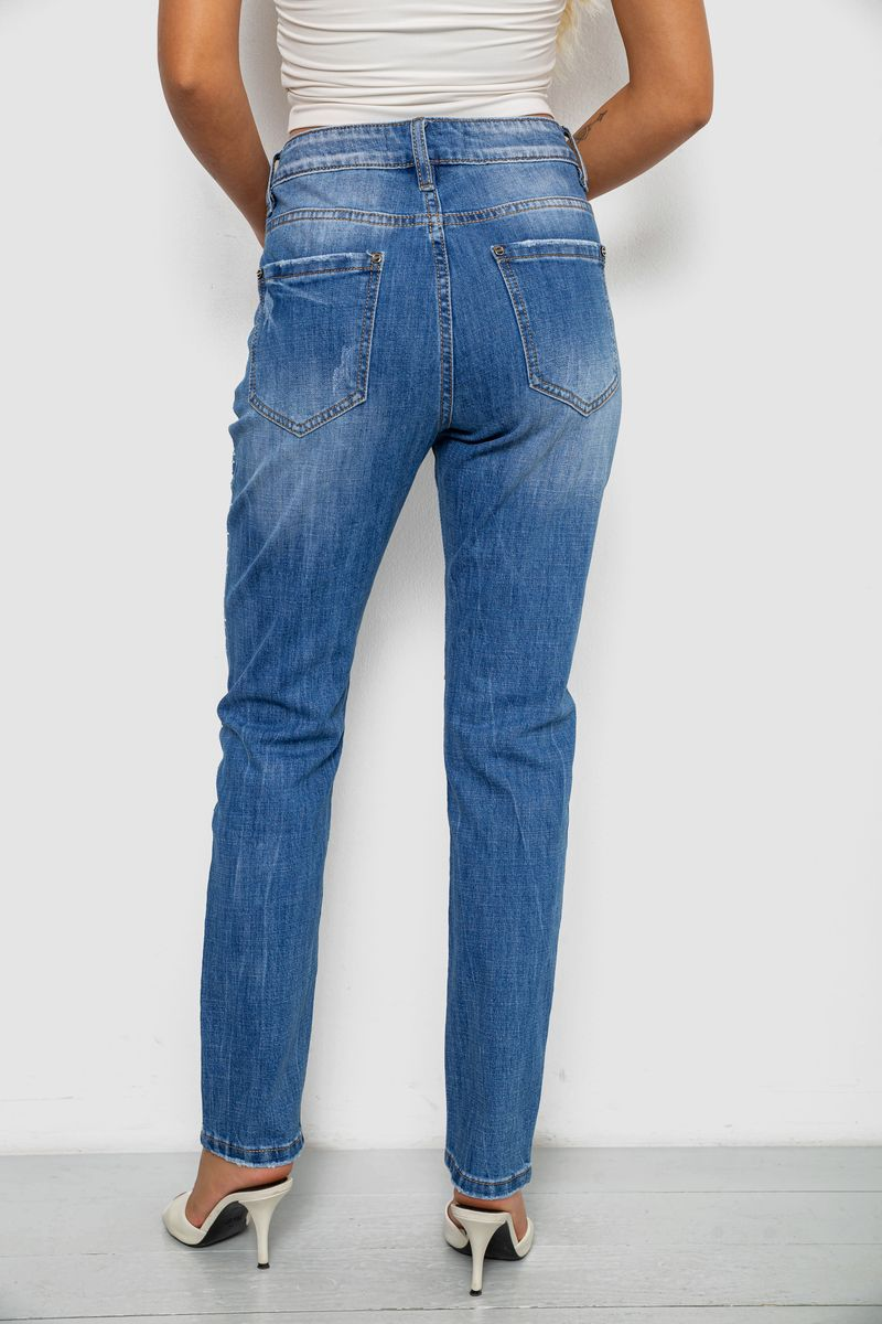 Женские джинсы однотонные Straight fit, цвет синий, 244RF-8196