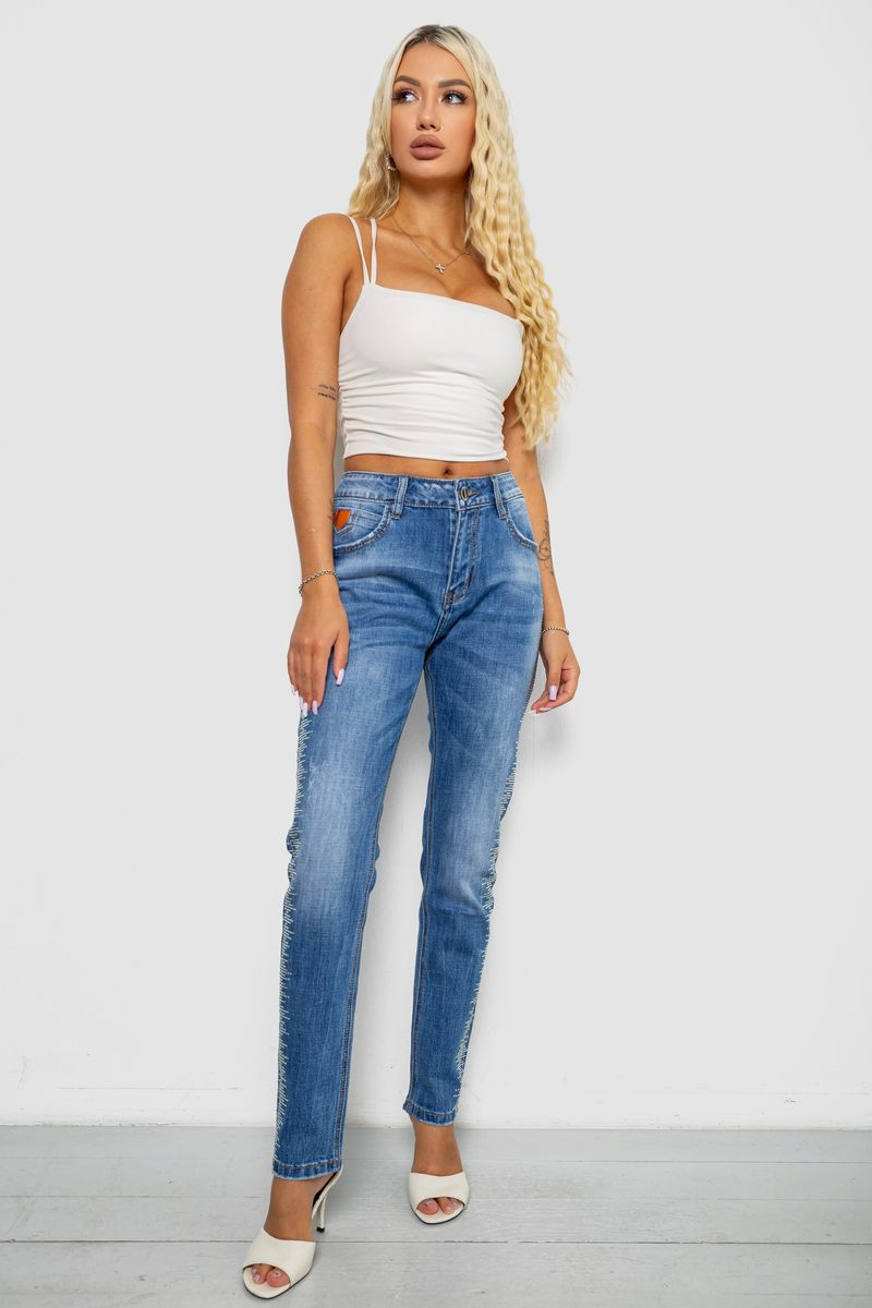 Женские джинсы однотонные Straight fit, цвет синий, 244RF-8196