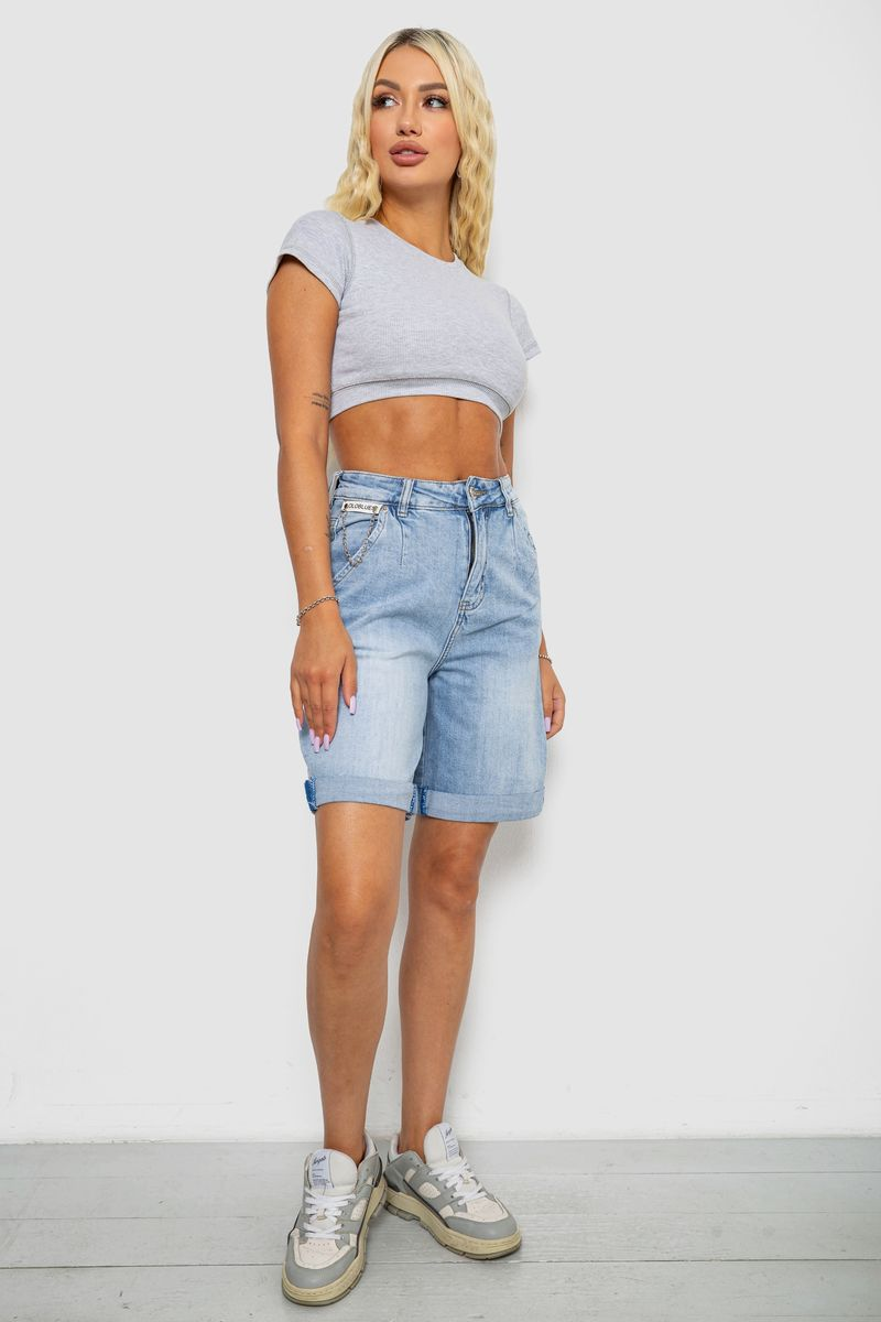 Women's denim shorts, light blue color, 244R77007
