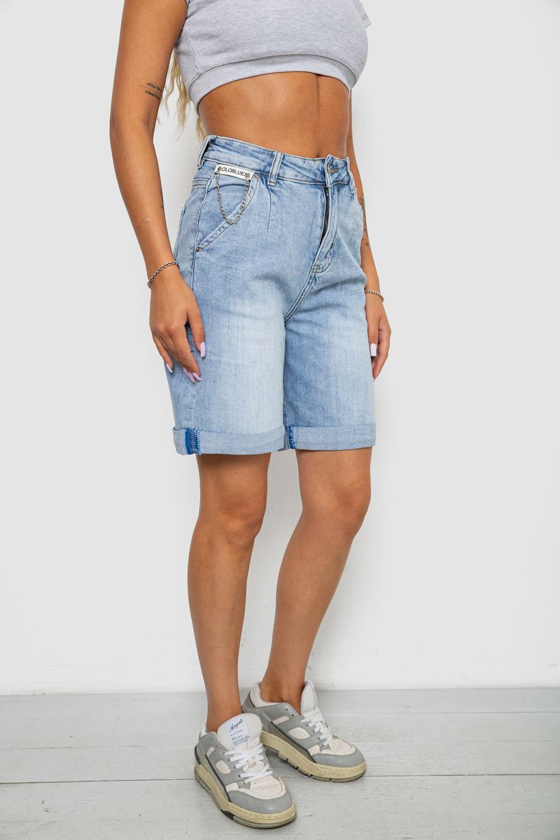 Women's denim shorts, light blue color, 244R77007