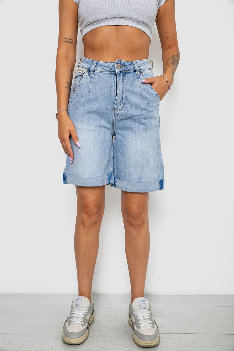 Women's denim shorts, light blue color, 244R77007