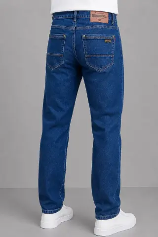Men's solid straight jeans, blue color, 244R715