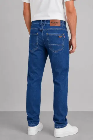 Men's solid straight jeans, blue color, 244R713